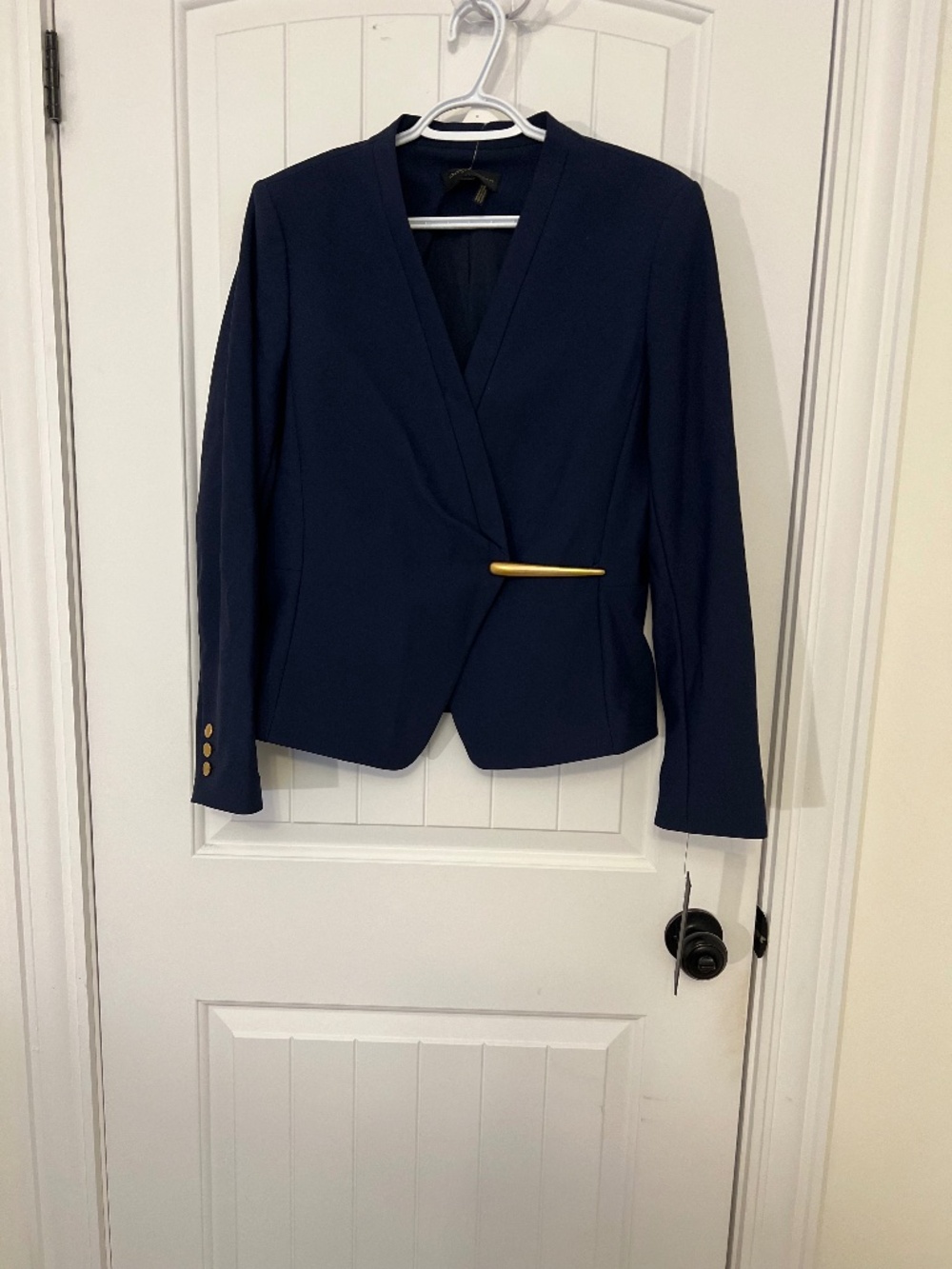 Donna Karan Navy Blazer with Gold Accent